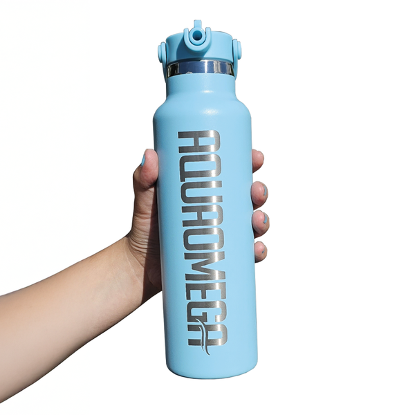 AO Stainless Steel Water Bottle | 600ML Mint Blue – AquaOmega Canada